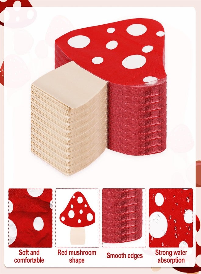 وولاين مجموعة مناديل ورقية من والين، 100 منديل، بنقشة فطر الخريف، طبقتان، لون أحمر، مناديل ورقية للاستخدام مرة واحدة، بنقشة فطر الغابة، مثالية لحفلات العشاء والحلويات في فصل الخريف، وأعياد الميلاد، وحفلات الحدائق الخيالية، وحفلات استقبال المولود، مقاس 6.5 × 5.8 بوصة - Image 3